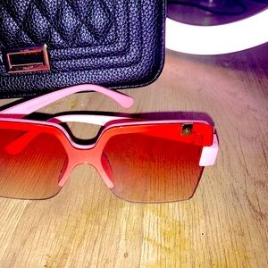 Pink see-through dress up glasses